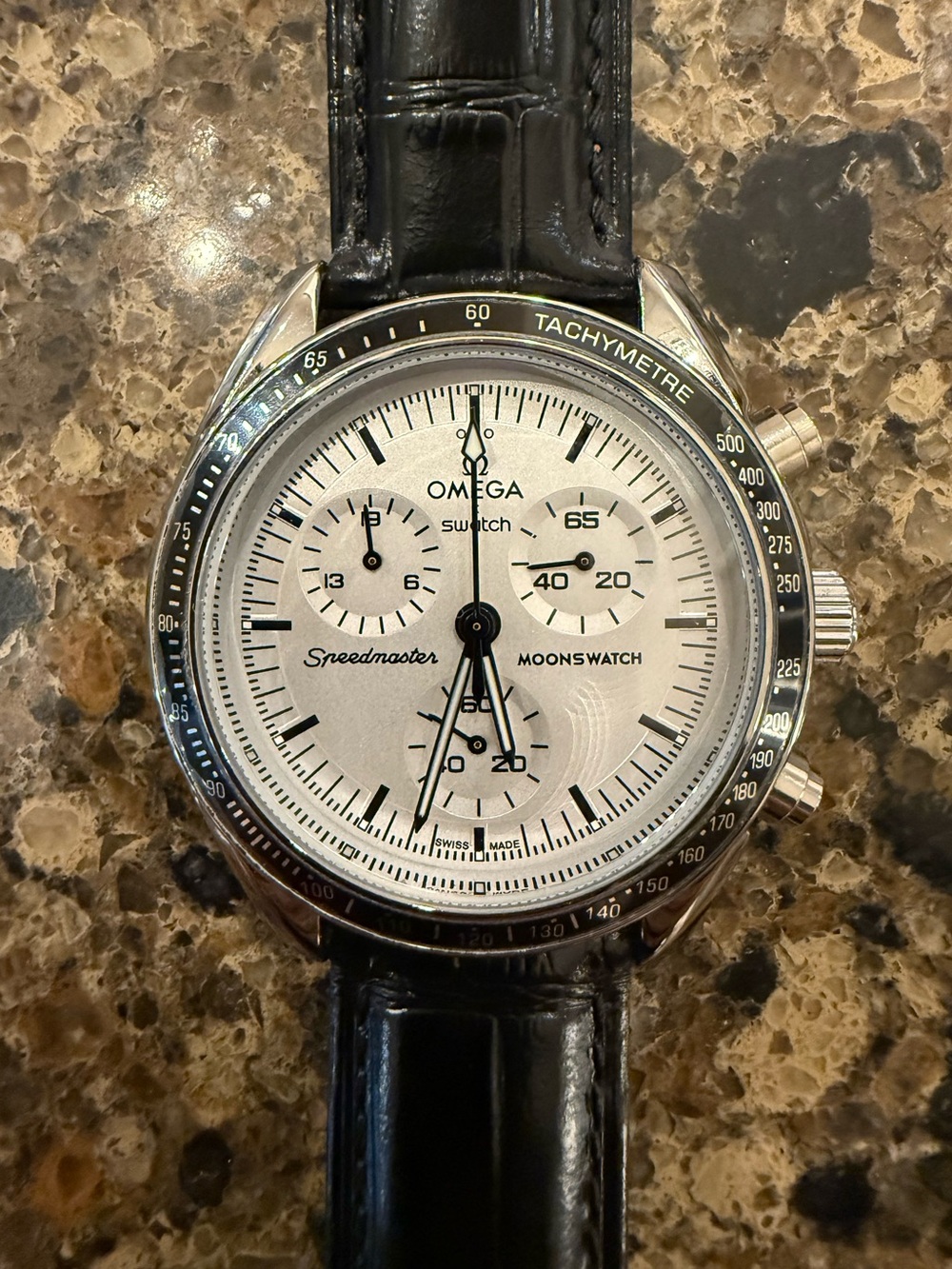 Omega x Swatch Moonswatch, custom built with steel case and sapphire crystal